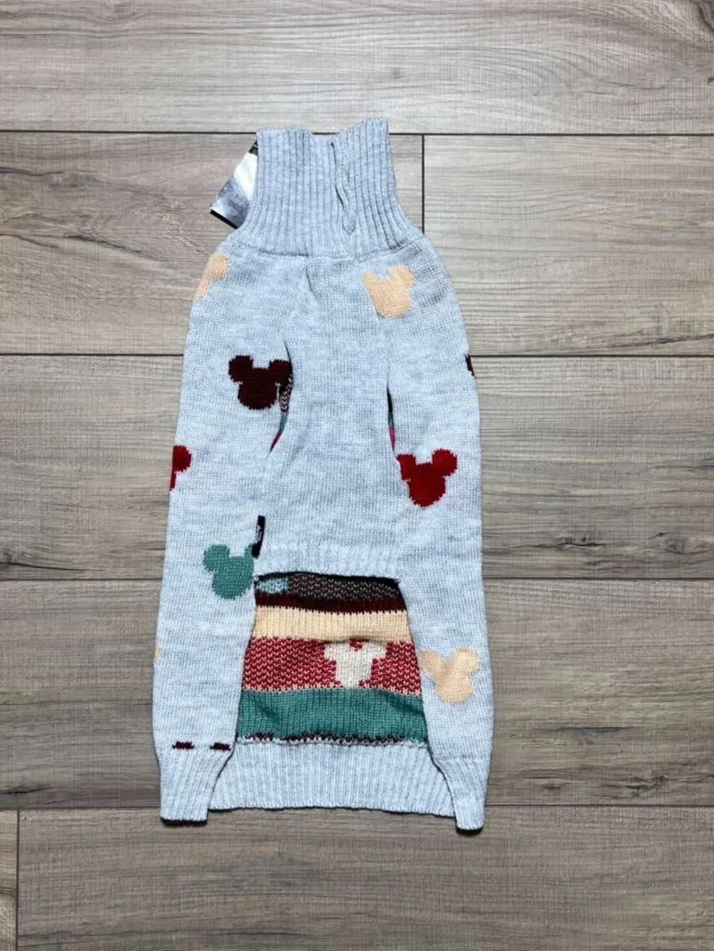 Chewy + Disney Mickey Mouse Confetti Dog Sweater‎ Size Large Gray